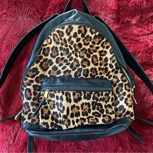 Laptop Backpack- Italian Leather and calf hair, leopard print, BRAND NEW
